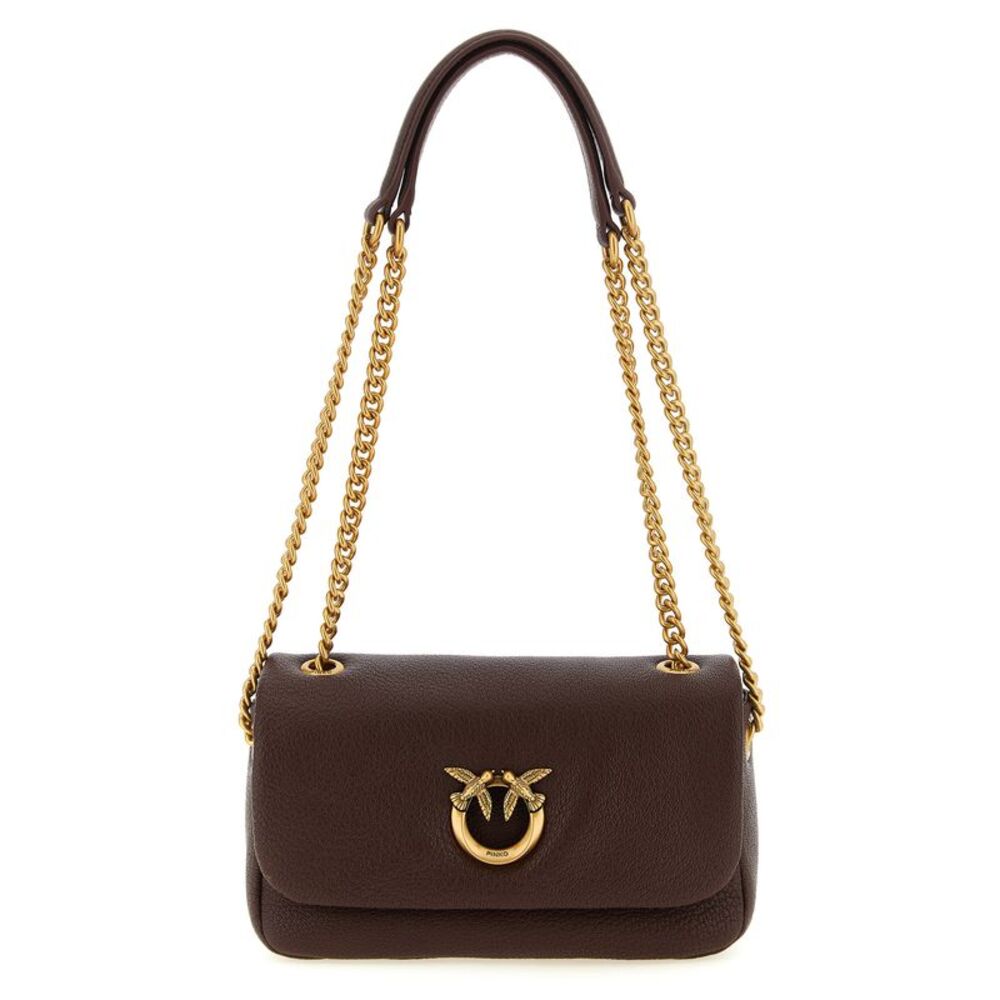 PINKO Brown Lamb Leather Shoulder Women's Bag